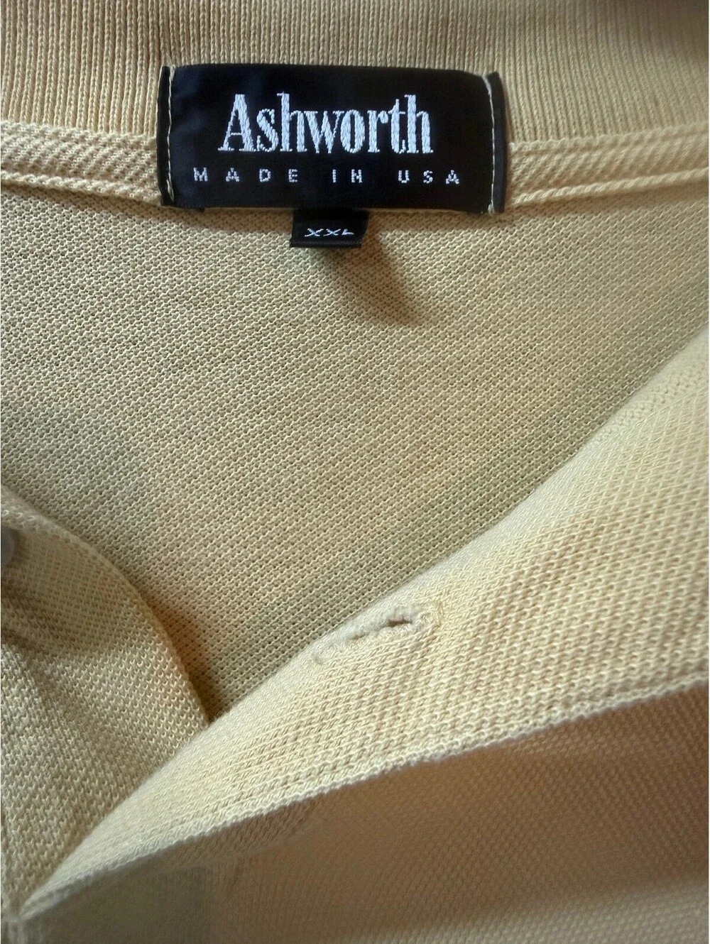 Ashworth Men's XXL Beige Long Sleeve Polo Shirt